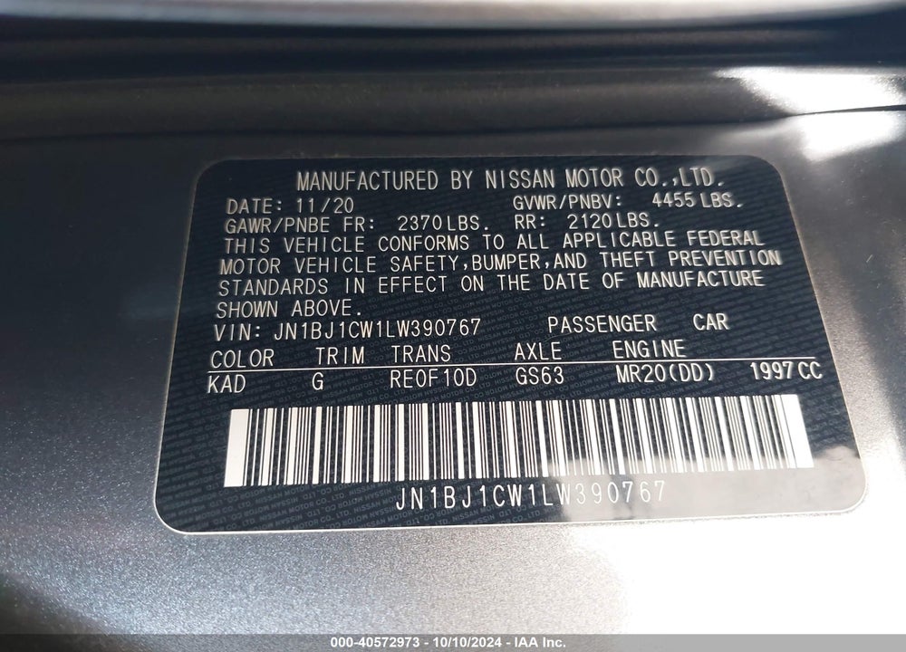 2020 NISSAN ROGUE SPORT SV AWD XTRONIC CVT VIN: JN1BJ1CW1LW390767