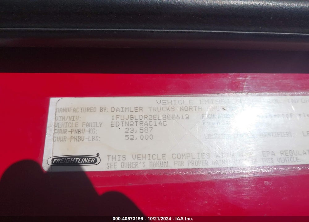 2014 FREIGHTLINER CASCADIA 125 VIN: 1FUJGLDR2ELBE8612