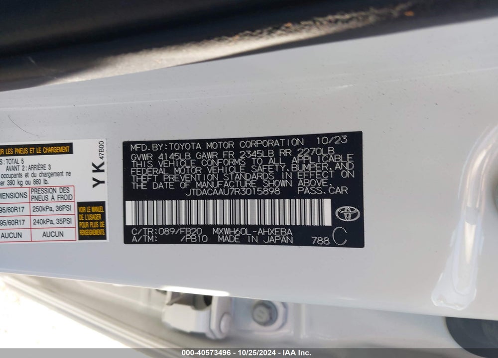 2024 TOYOTA PRIUS LE VIN: JTDACAAU7R3015898