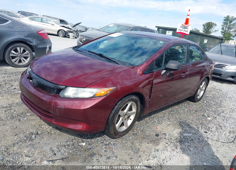 2012 HONDA CIVIC LX VIN: 2HGFB2F5XCH544915