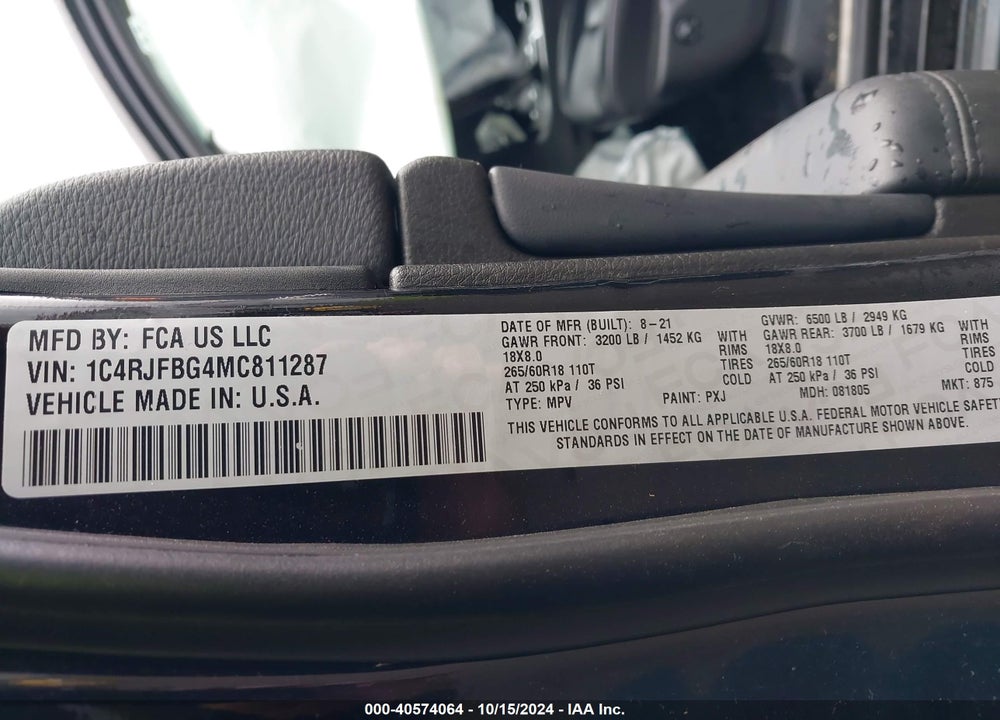 2021 JEEP GRAND CHEROKEE LIMITED 4X4 VIN: 1C4RJFBG4MC811287