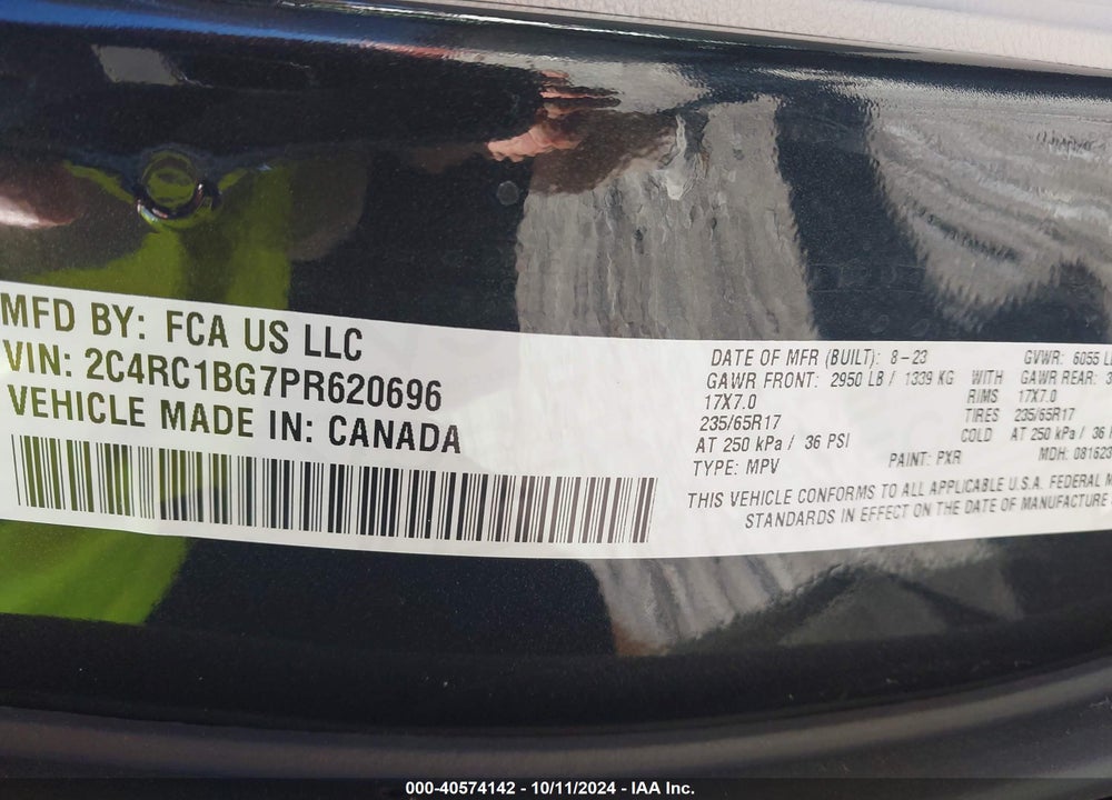 2023 CHRYSLER PACIFICA TOURING L VIN: 2C4RC1BG7PR620696