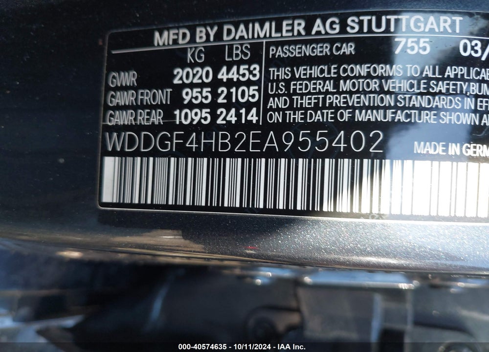 2014 MERCEDES-BENZ C 250 VIN: WDDGF4HB2EA955402