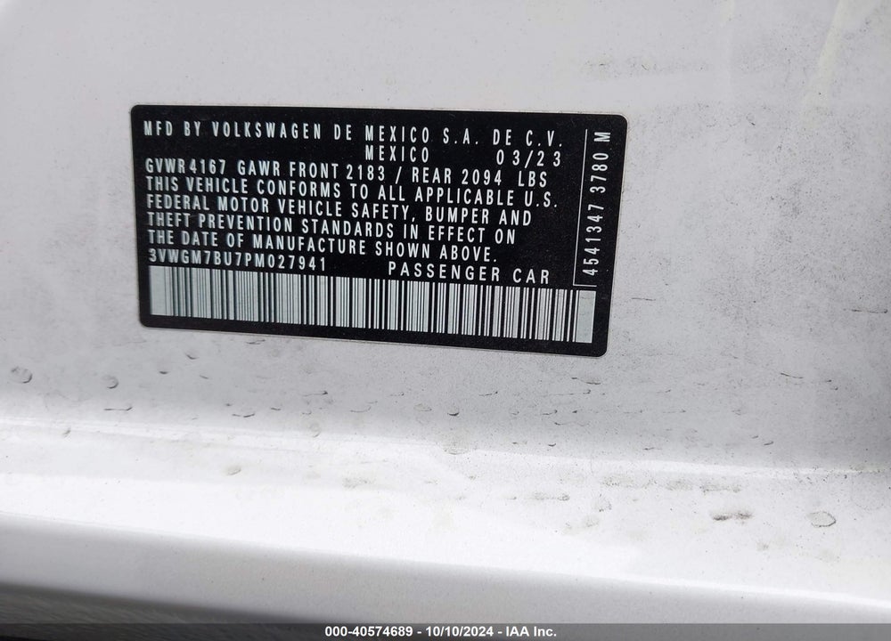 2023 VOLKSWAGEN JETTA 1.5T SEL VIN: 3VWGM7BU7PM027941