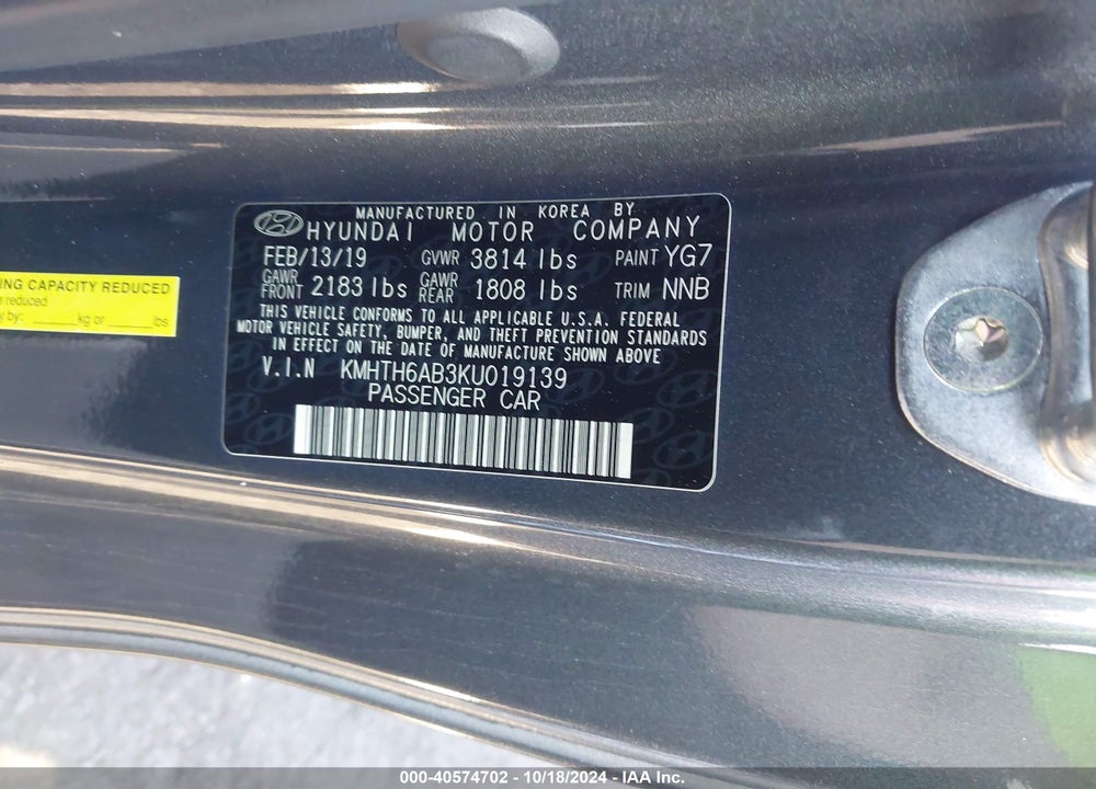 2019 HYUNDAI VELOSTER TURBO R-SPEC VIN: KMHTH6AB3KU019139