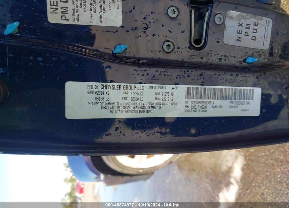 2014 DODGE CHARGER SE VIN: 2C3CDXBG6EH130814
