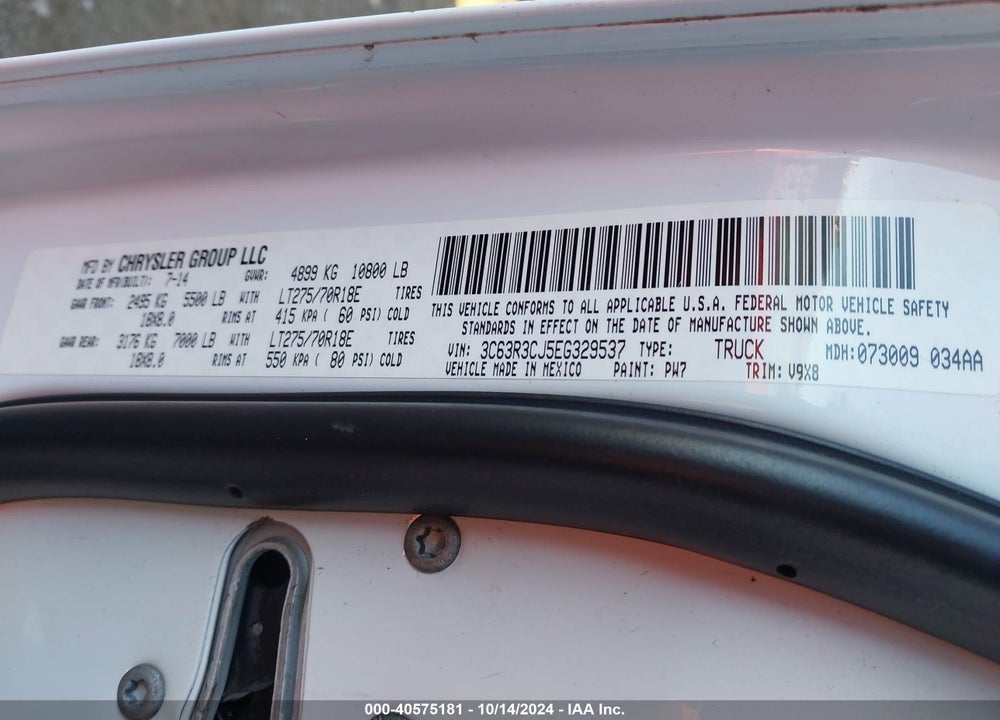 2014 RAM 3500 TRADESMAN VIN: 3C63R3CJ5EG329537