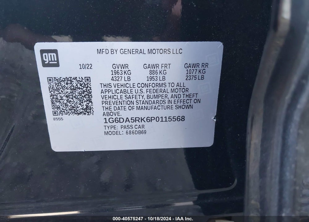 2023 CADILLAC CT4 LUXURY VIN: 1G6DA5RK6P0115568
