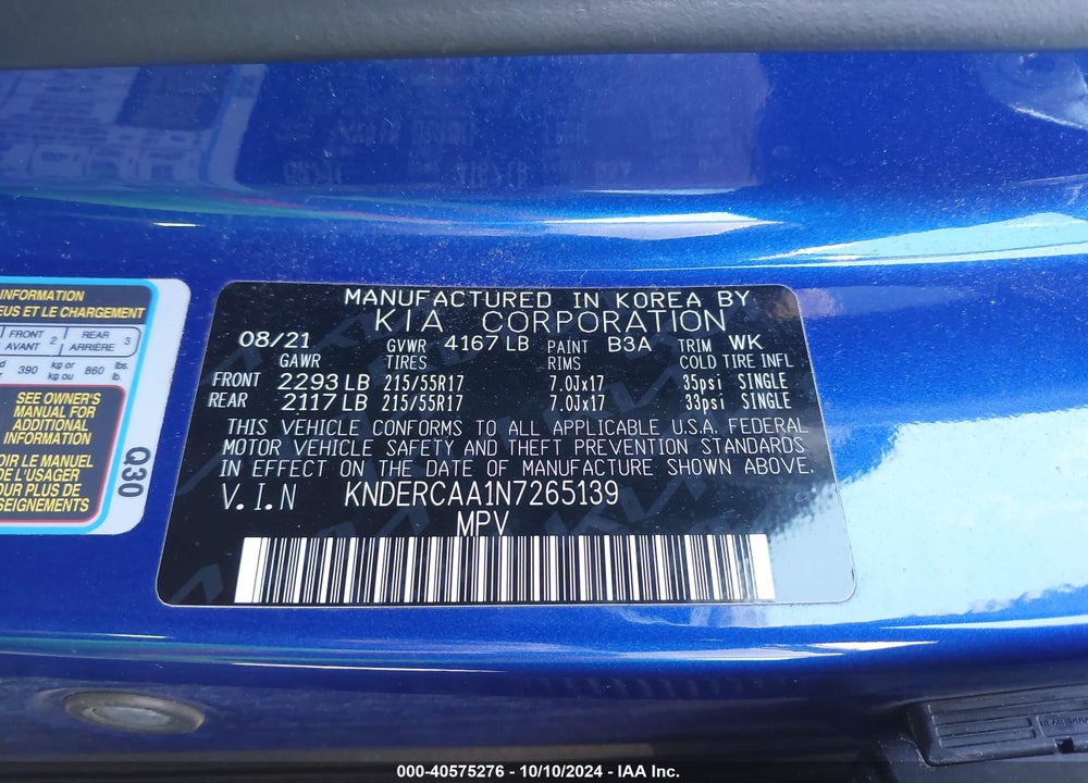 2022 KIA SELTOS EX VIN: KNDERCAA1N7265139