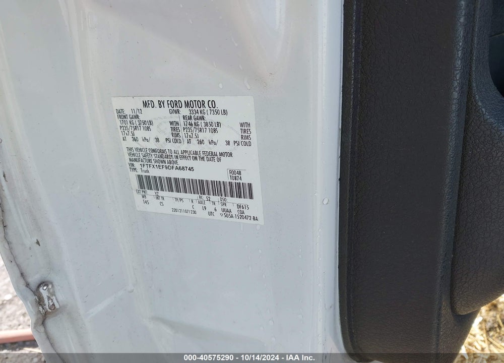 2013 FORD F-150 XL VIN: 1FTFX1EF9DFA68745