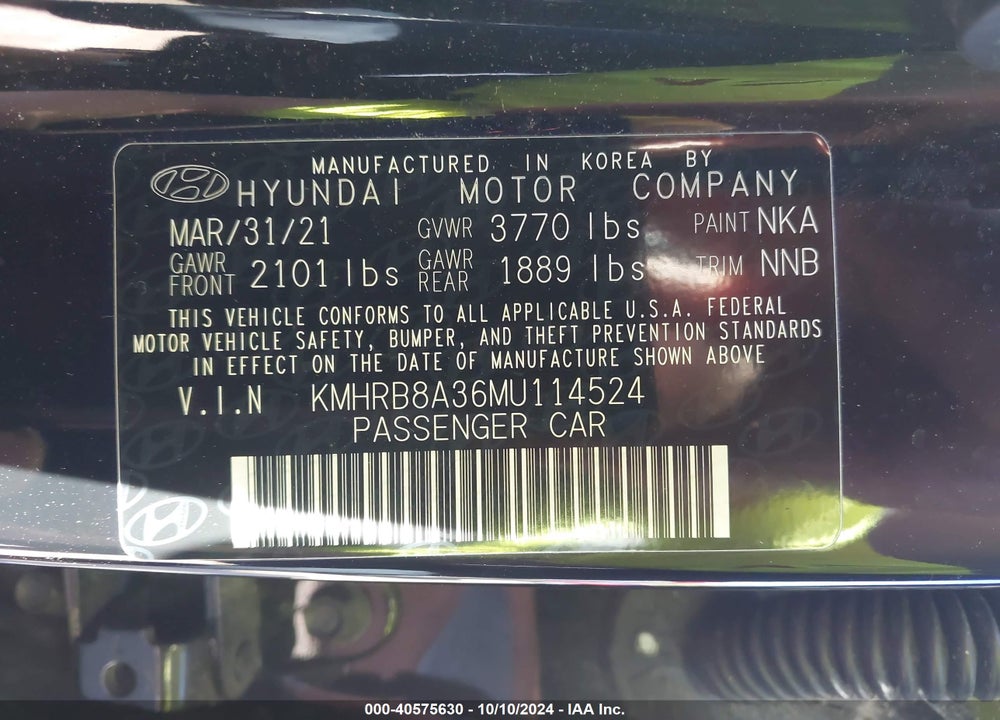 2021 HYUNDAI VENUE SE VIN: KMHRB8A36MU114524