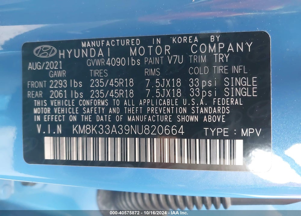 2022 HYUNDAI KONA N LINE VIN: KM8K33A39NU820664