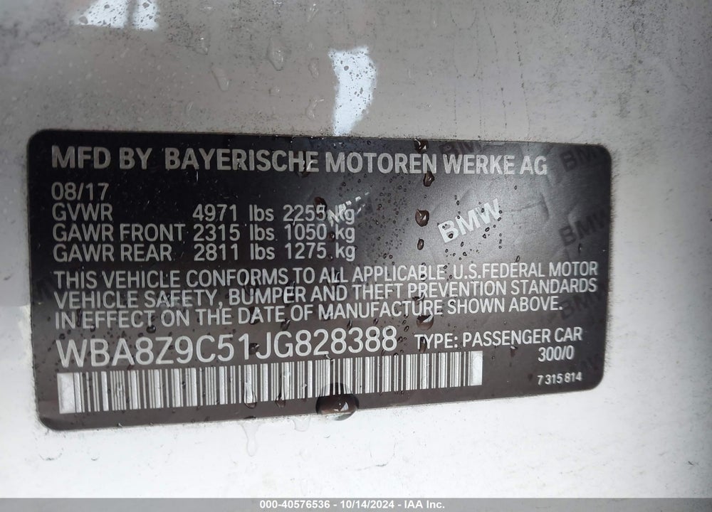 2018 BMW 330I GRAN TURISMO XDRIVE VIN: WBA8Z9C51JG828388