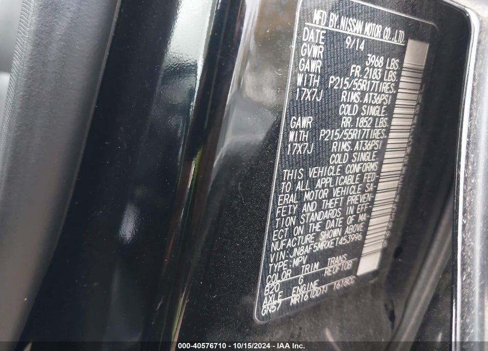 2014 NISSAN JUKE SL VIN: JN8AF5MRXET453996