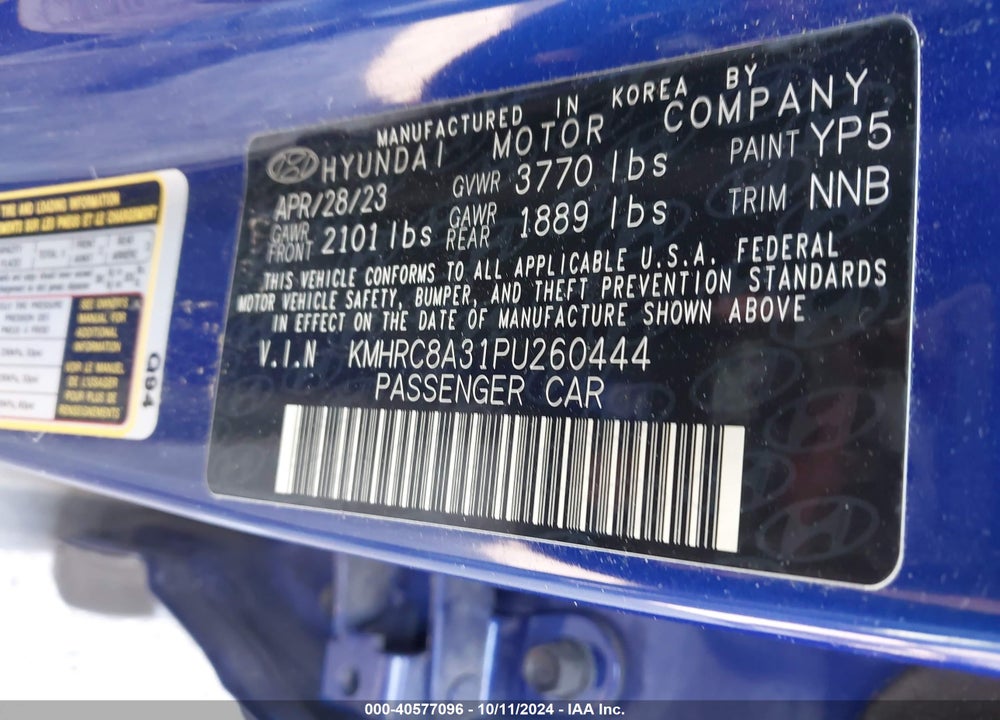 2023 HYUNDAI VENUE LIMITED VIN: KMHRC8A31PU260444