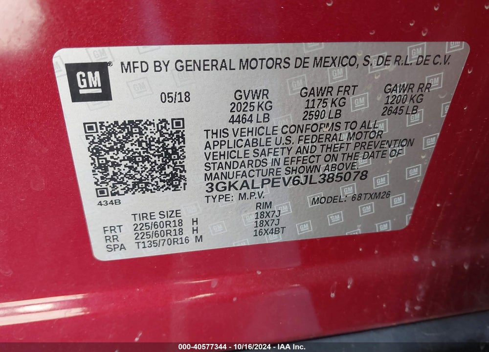 2018 GMC TERRAIN SLT VIN: 3GKALPEV6JL385078