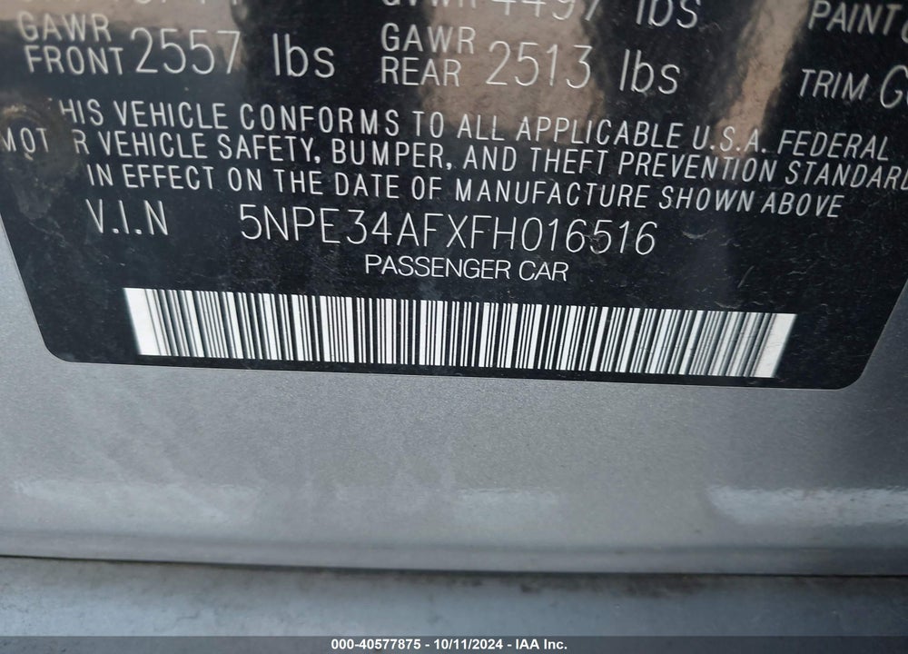 2015 HYUNDAI SONATA LIMITED VIN: 5NPE34AFXFH016516