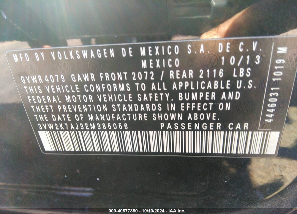 2014 VOLKSWAGEN JETTA 2.0L S VIN: 3VW2K7AJ3EM385056