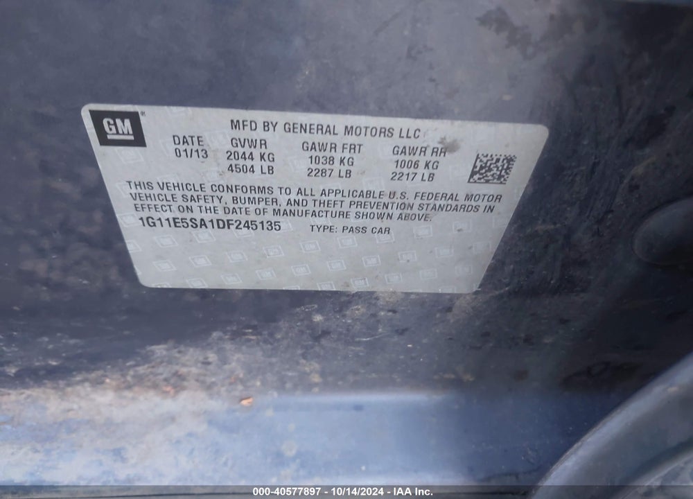 2013 CHEVROLET MALIBU VIN: 1G11E5SA1DF245135