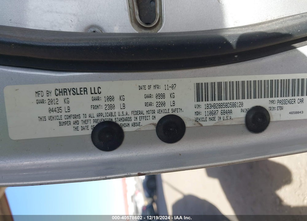 2008 DODGE CALIBER SE VIN: 1B3HB28B58D586120
