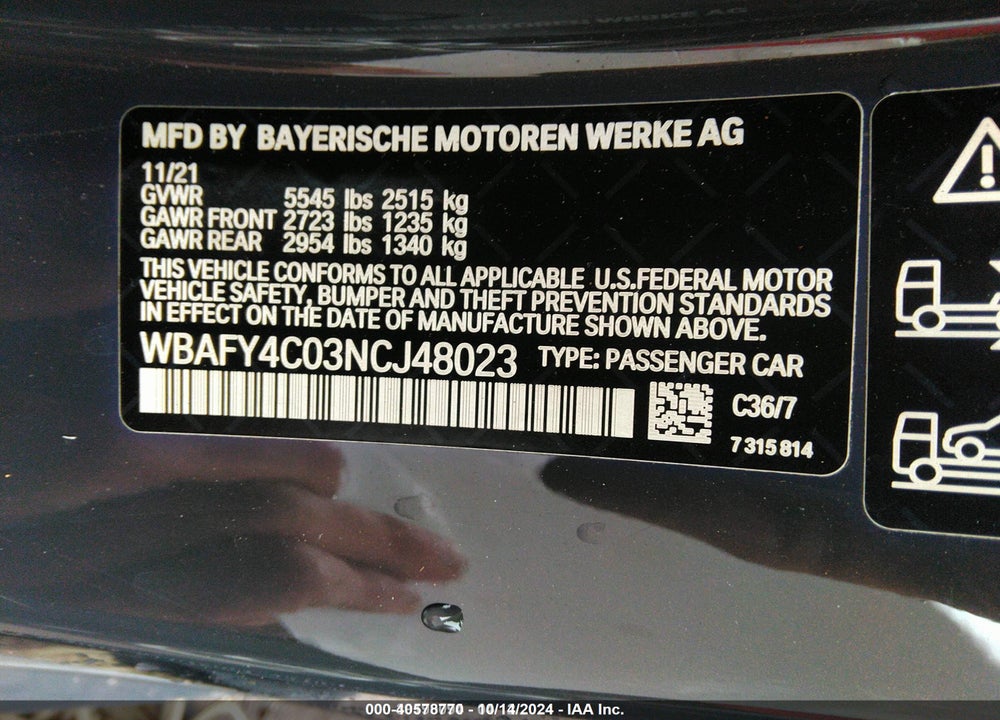 2022 BMW M850I XDRIVE VIN: WBAFY4C03NCJ48023