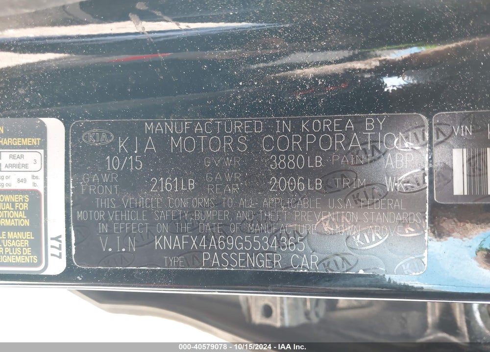 2016 KIA FORTE LX VIN: KNAFX4A69G5534365