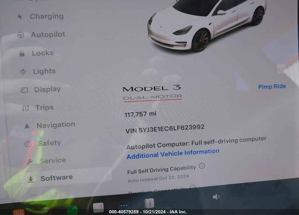 2020 TESLA MODEL 3 PERFORMANCE DUAL MOTOR ALL-WHEEL DRIVE VIN: 5YJ3E1EC6LF623992