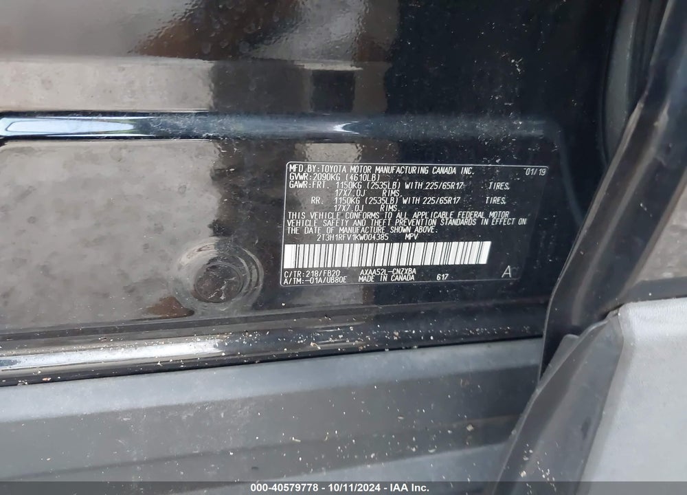 2019 TOYOTA RAV4 LE VIN: 2T3H1RFV1KW004385