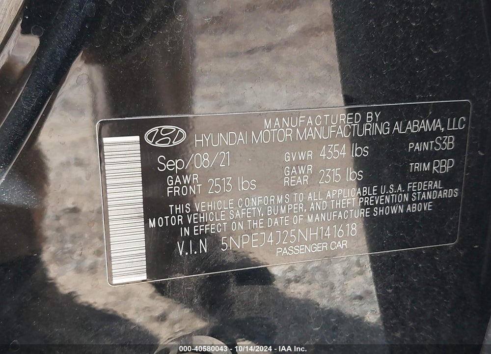 2022 HYUNDAI SONATA SEL PLUS VIN: 5NPEJ4J25NH141618