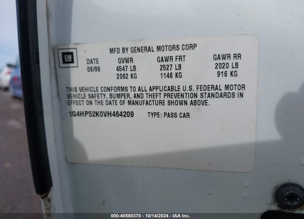 1997 BUICK LESABRE CUSTOM CMI VIN: 1G4HP52K0VH464209