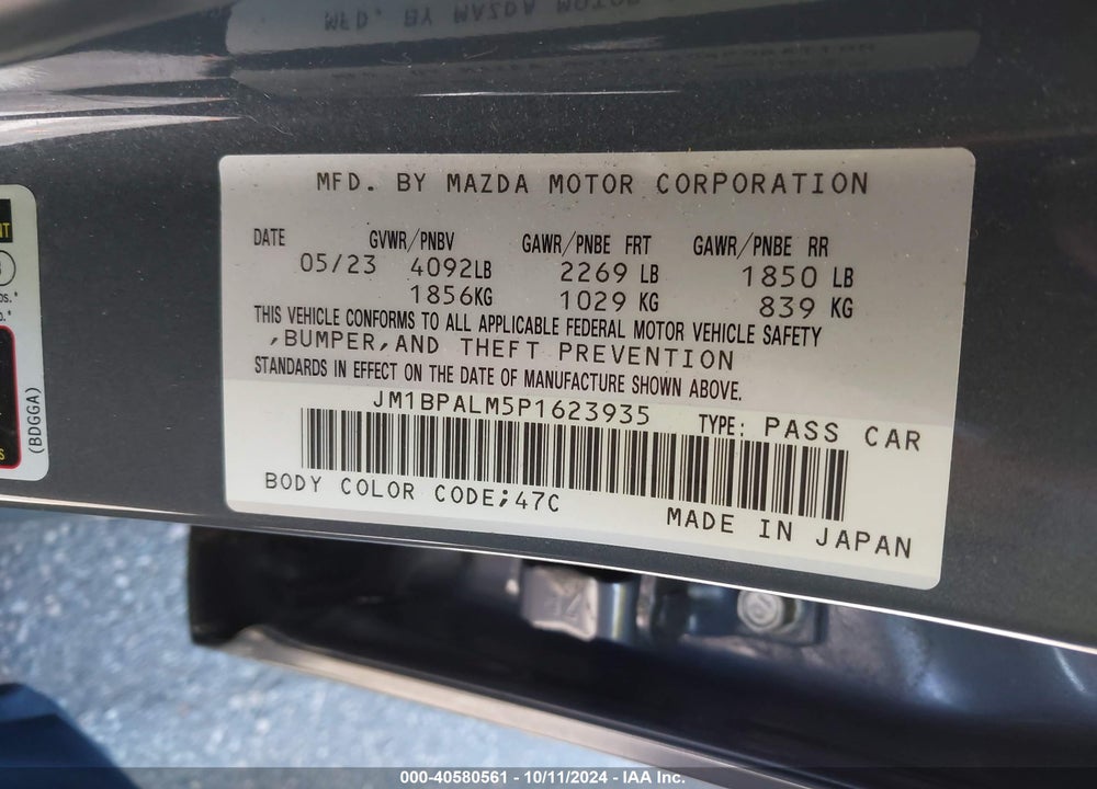 2023 MAZDA 3 2.5 S CARBON EDITION VIN: JM1BPALM5P1623935