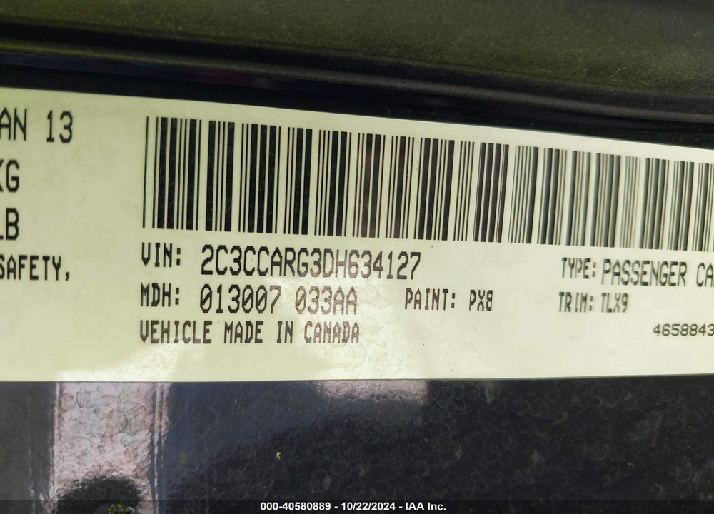 2013 CHRYSLER 300 MOTOWN VIN: 2C3CCARG3DH634127