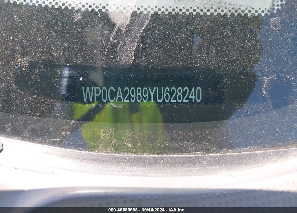 2000 PORSCHE BOXSTER VIN: WP0CA2989YU628240