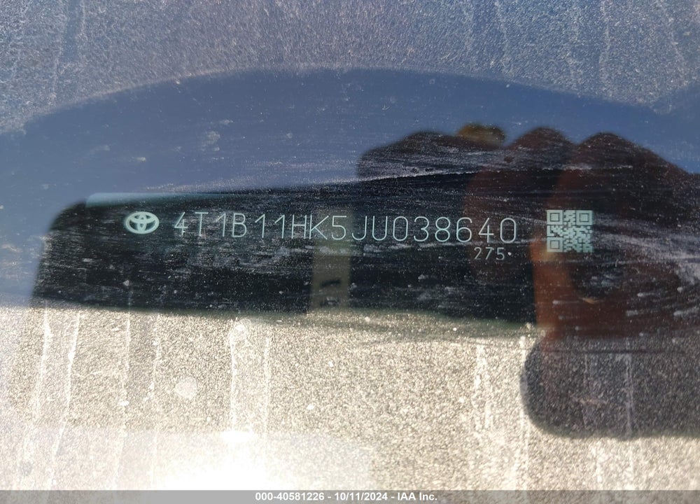 2018 TOYOTA CAMRY VIN: 4T1B11HK5JU038640