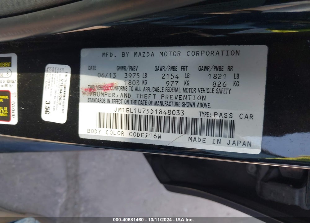 2013 MAZDA 3 I SPORT VIN: JM1BL1U75D1848033