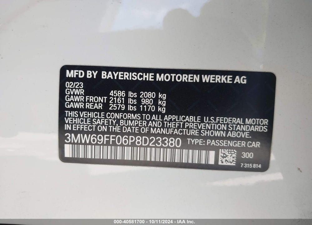 2023 BMW 330I VIN: 3MW69FF06P8D23380
