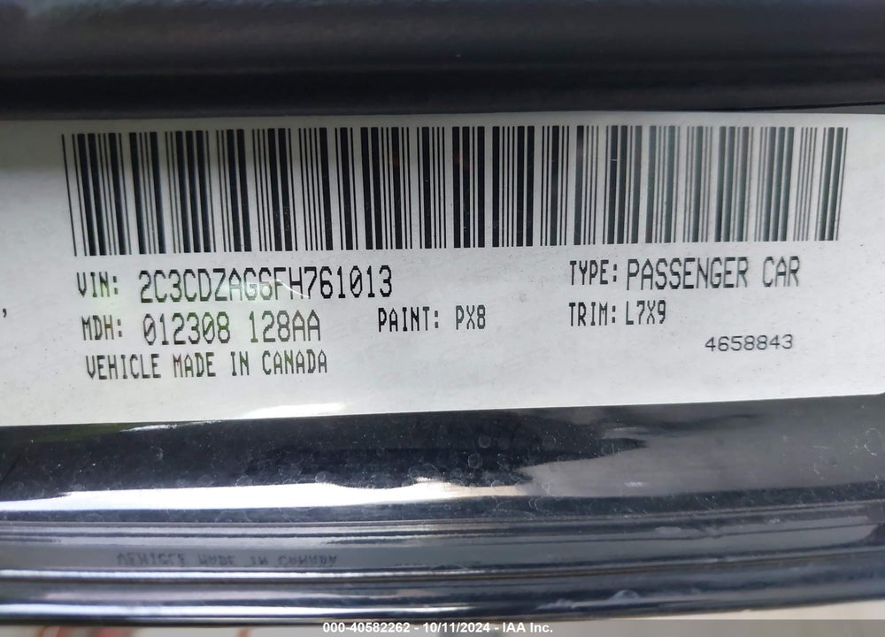 2015 DODGE CHALLENGER SXT VIN: 2C3CDZAG6FH761013