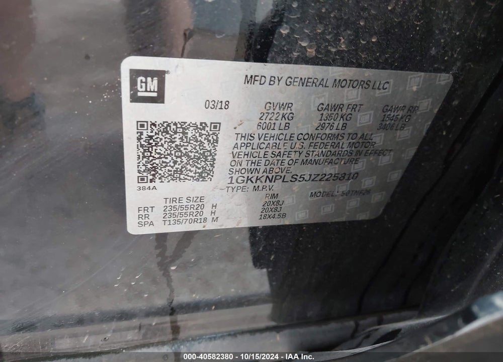 2018 GMC ACADIA DENALI VIN: 1GKKNPLS5JZ225810