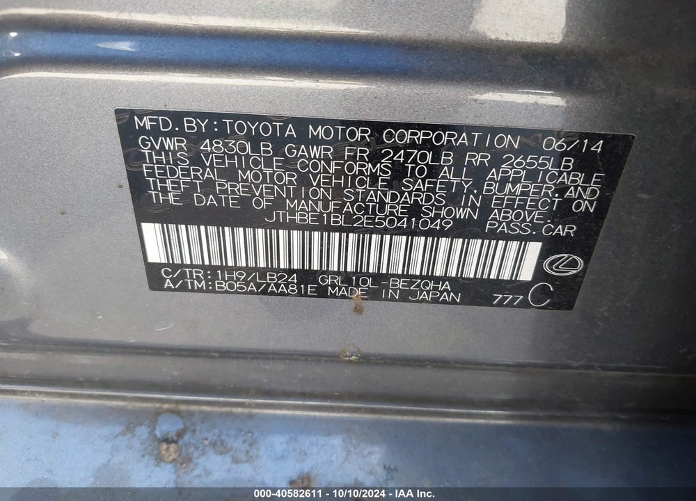 2014 LEXUS GS 350 VIN: JTHBE1BL2E5041049
