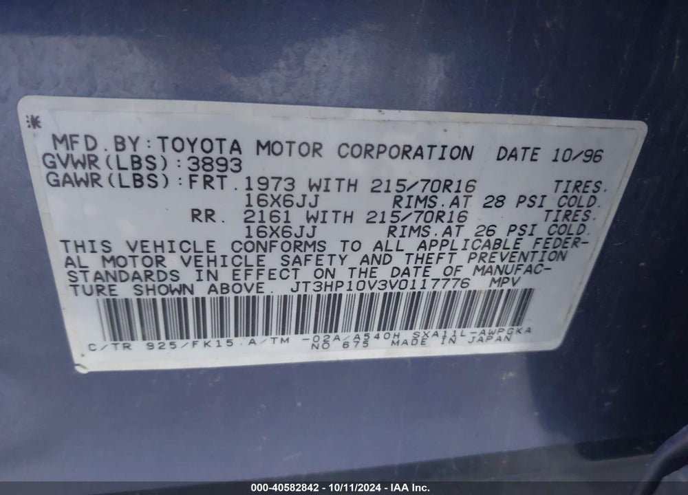 1997 TOYOTA RAV4 VIN: JT3HP10V3V0117776