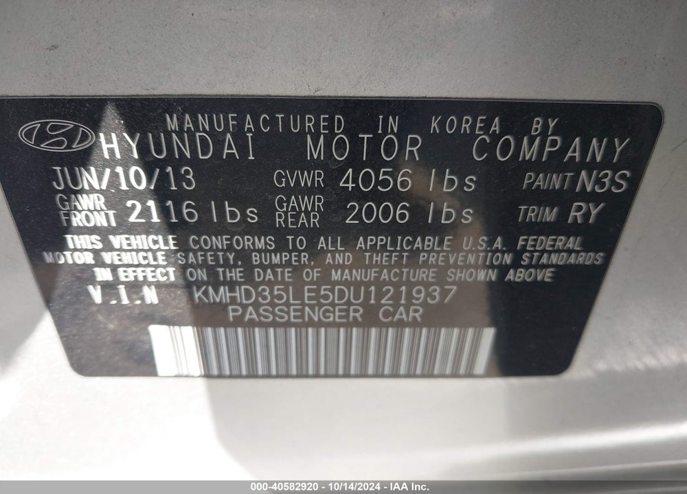 2013 HYUNDAI ELANTRA GT VIN: KMHD35LE5DU121937