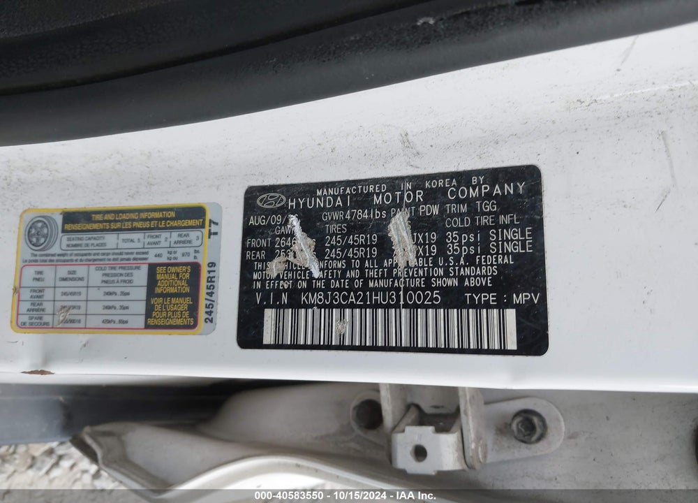 2017 HYUNDAI TUCSON SPORT VIN: KM8J3CA21HU310025