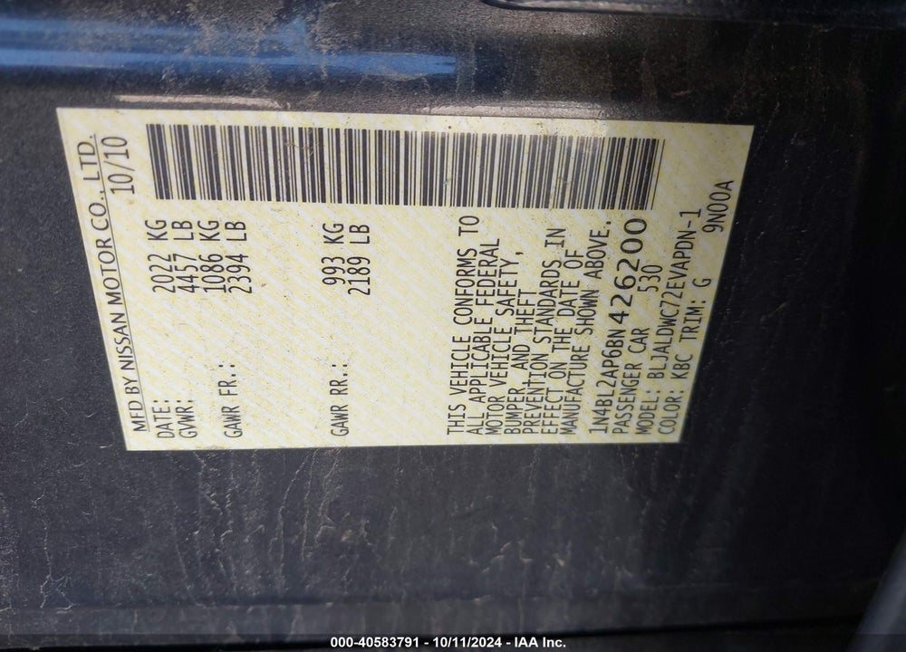 2011 NISSAN ALTIMA 3.5 SR VIN: 1N4BL2AP6BN426200