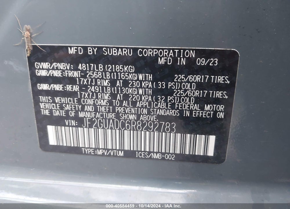 2024 SUBARU CROSSTREK PREMIUM VIN: JF2GUADC6R8292783