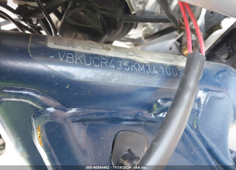 2019 HUSQVARNA FX 450 VIN: VBKUCR435KM341003