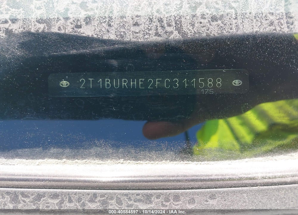 2015 TOYOTA COROLLA S PLUS VIN: 2T1BURHE2FC311588