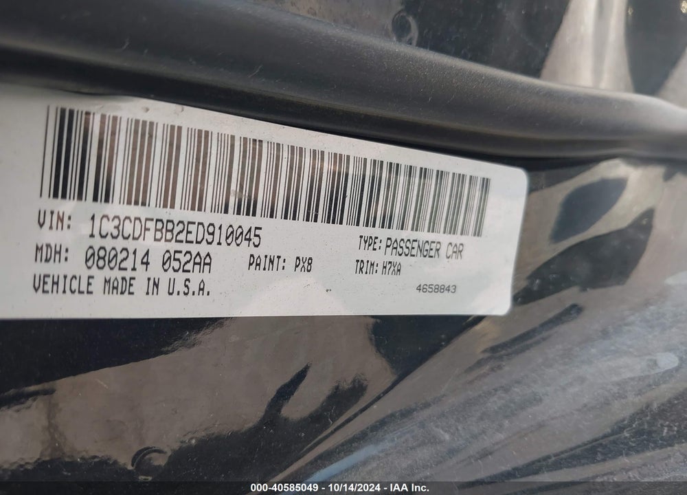 2014 DODGE DART SXT VIN: 1C3CDFBB2ED910045
