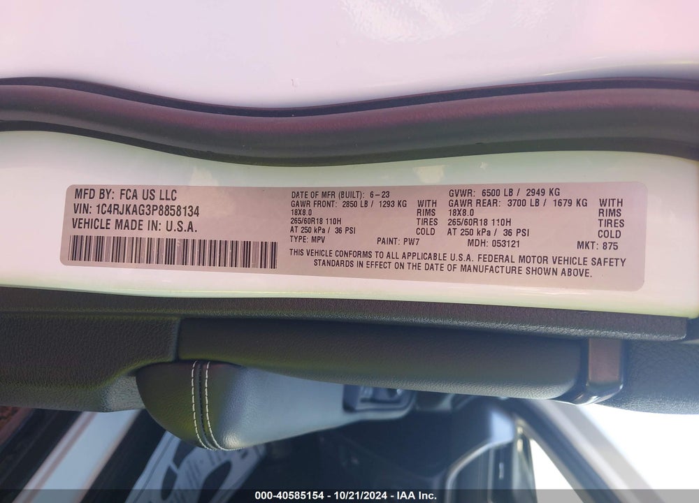 2023 JEEP GRAND CHEROKEE L LAREDO 4X4 VIN: 1C4RJKAG3P8858134