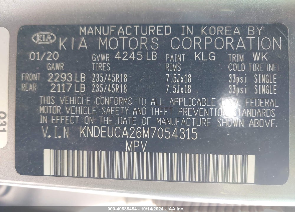 2021 KIA SELTOS S TURBO VIN: KNDEUCA26M7054315