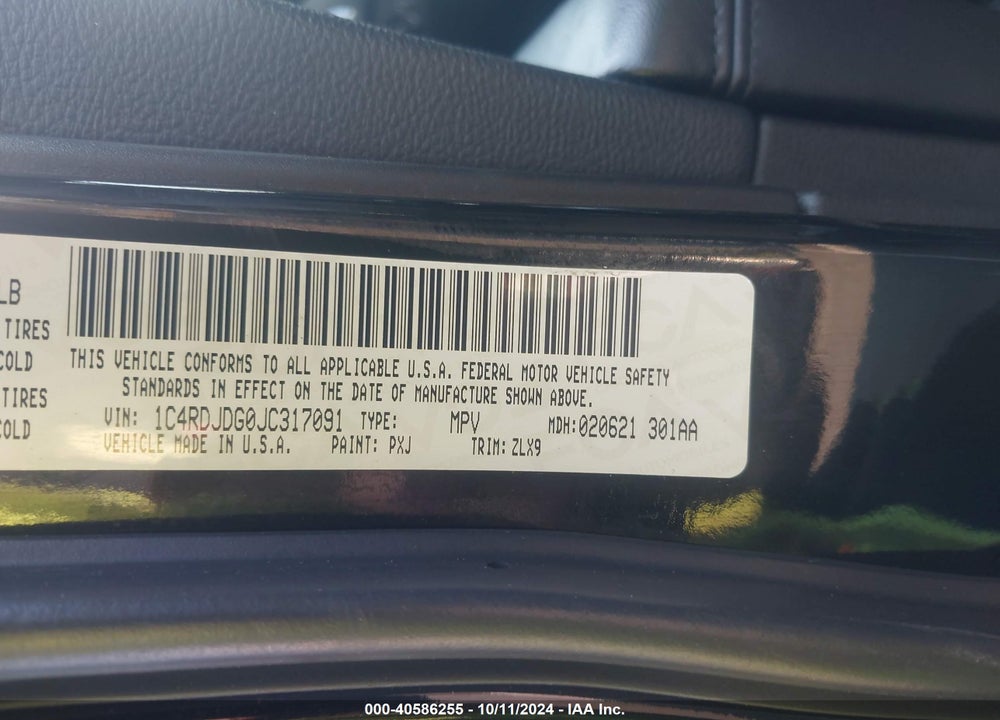 2018 DODGE DURANGO GT AWD VIN: 1C4RDJDG0JC317091